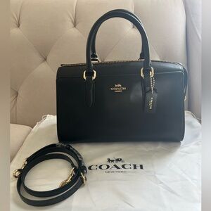 Coach Bond Bag Convertible Calf Leather Satchel in Black Leather Gold Hardware
